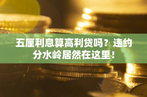 武汉五厘利息算高利贷吗？违约分水岭居然在这里！