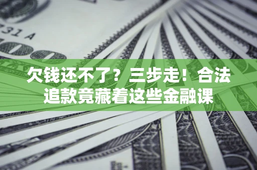 武汉欠钱还不了？三步走！合法追款竟藏着这些金融课